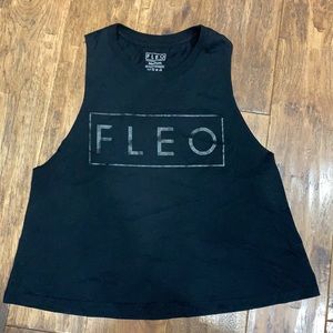 FLEO black in black cropped muscle tank